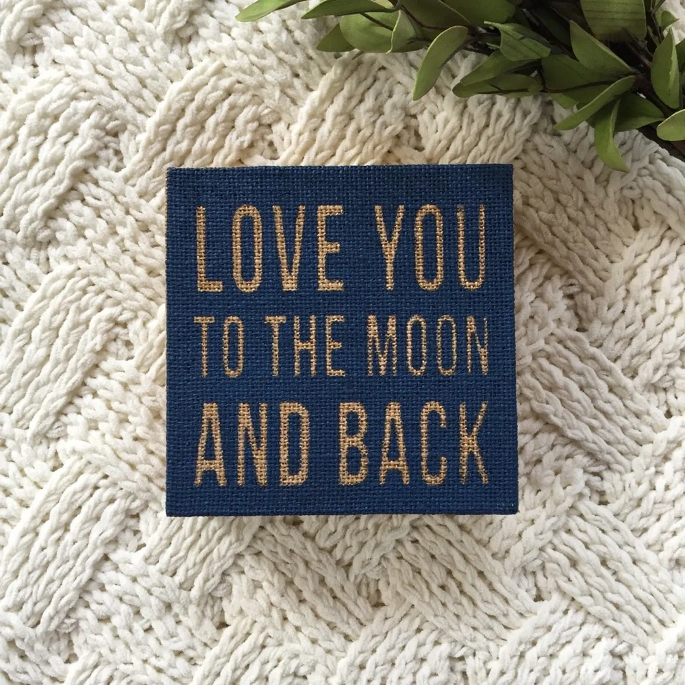 Decorative Sign Wood Farmhouse Love You To The Moon & Back